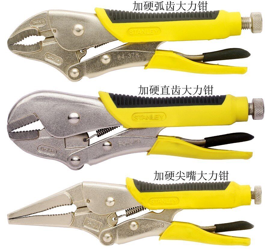 史丹利加硬大力钳弧齿84-378-23直齿84-379-23尖嘴84-389-23