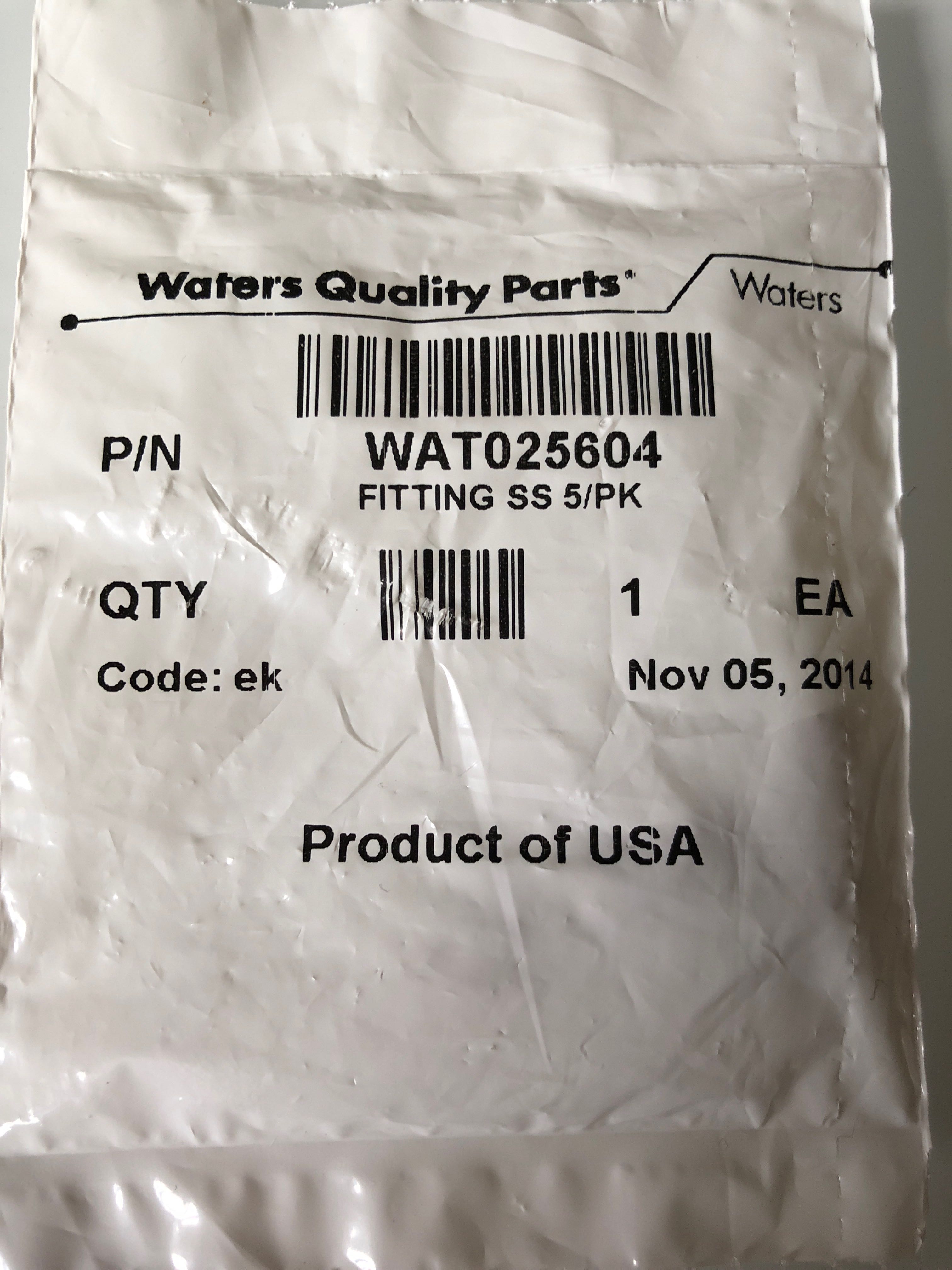 waters沃特斯不锈钢接头WAT025604卡套刃环 5个/每包 原装