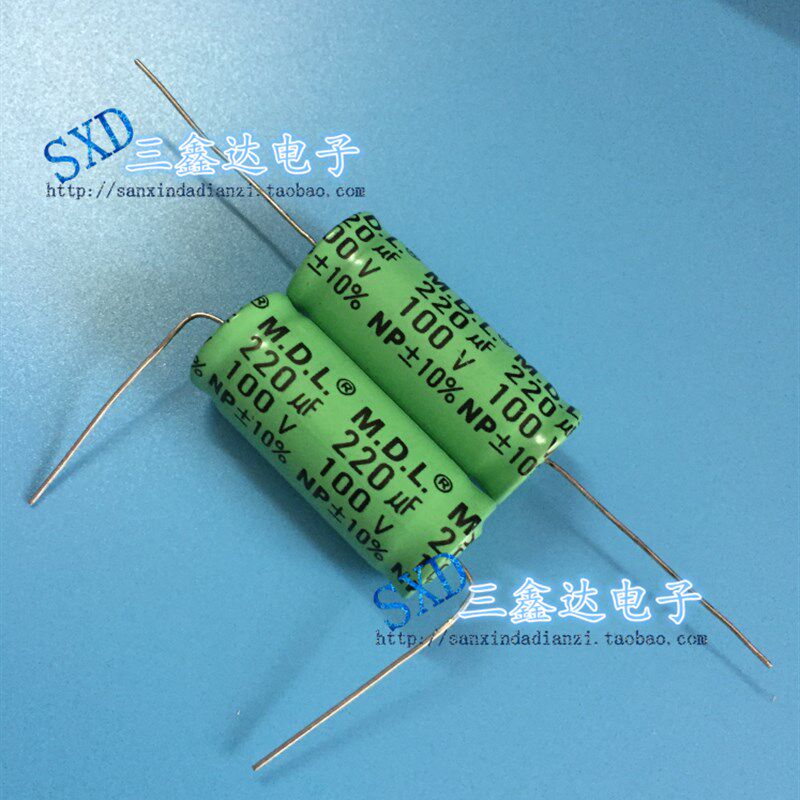 100V220UF 220UF100V全新原装无极卧式电容音频电容18*40 - 实物图