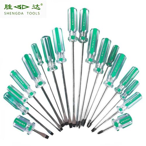 胜达工具 绿色彩条柄螺丝批一字十字透明柄螺丝刀起子刀批头改锥