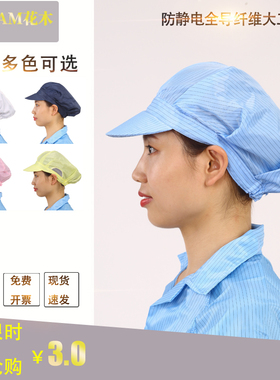 热卖防静电帽大工帽静电工作帽无尘服帽子静电女帽防静电帽带檐帽