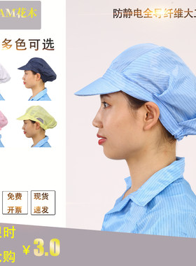热卖防静电帽大工帽静电工作帽无尘服帽子静电女帽防静电帽带檐帽