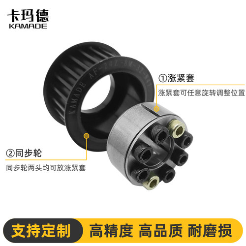 定制8M24齿 45号钢免键涨紧套u同步轮皮带轮 PTLM24P8M300-F18~35