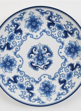 青花陶瓷挂盘背景墙面中式装饰盘子客厅餐厅酒店家居摆Y件壁饰挂