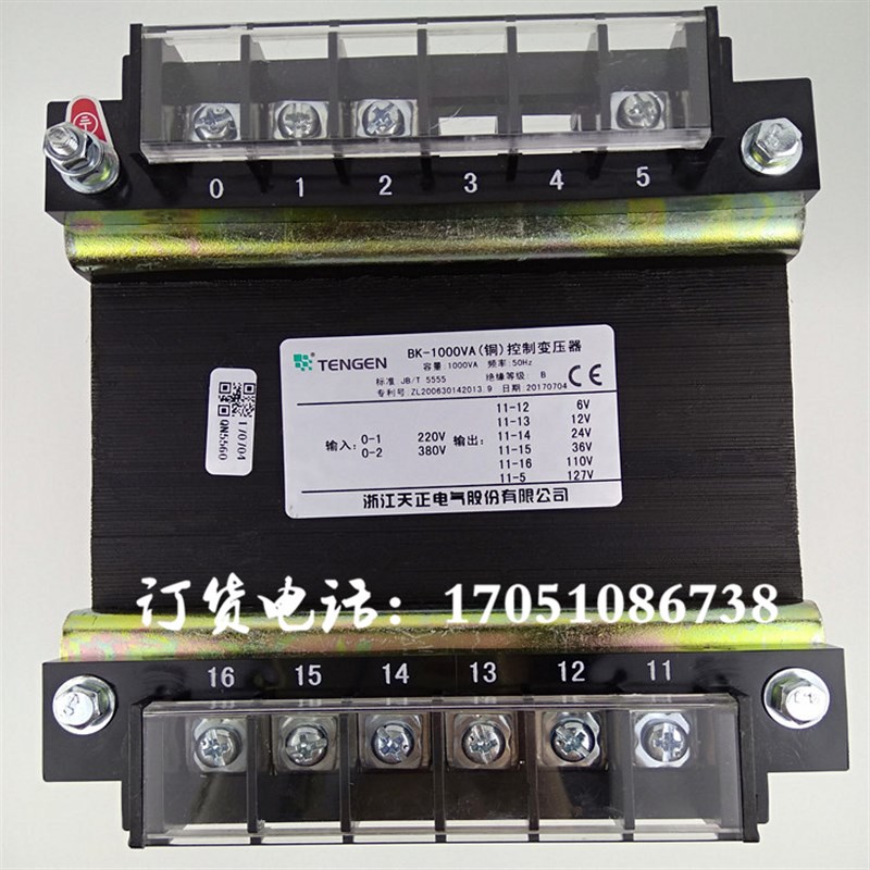 浙江天正BK-1000VA磨床控制变压器380V220V变127V110V36V24V12V6V
