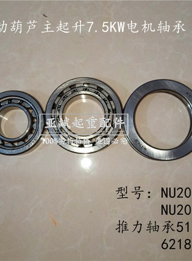 ZD41-4/7.5KW5吨电动葫芦主电机前端盖轴承带卡簧槽6218推力51113