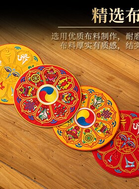 尼泊尔手b工刺绣藏式布垫绣花八吉祥十字金刚杵铃杵供桌布法器垫