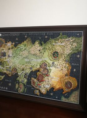 1400片拼f图框权利游戏4D拼图冰与火之歌画框实木立体悬浮拼图相