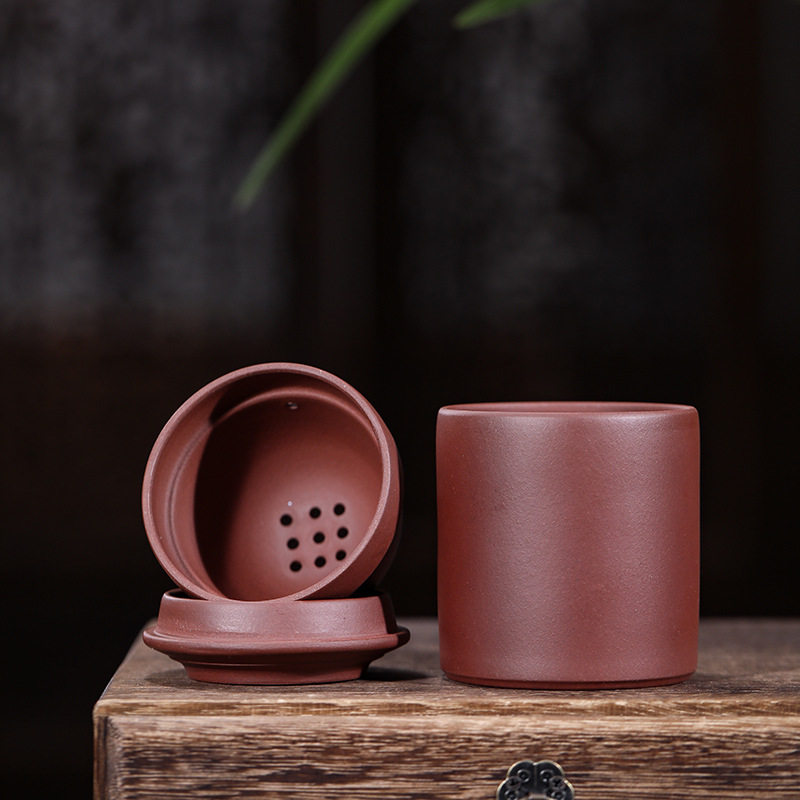 紫砂杯女士款小号男士泡茶杯茶水分离带盖内胆过滤办公室陶瓷杯子