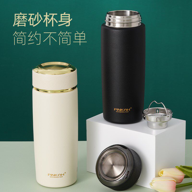 广州新力不锈钢保温杯男士大容量高档商务泡茶便携茶水分离车载