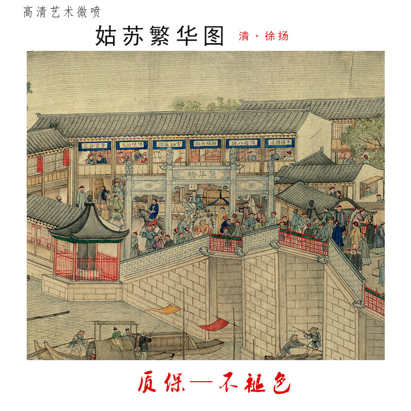 清代 徐扬 姑苏繁华图高清微喷绢布临摹画稿底稿装饰卷轴宣纸画心