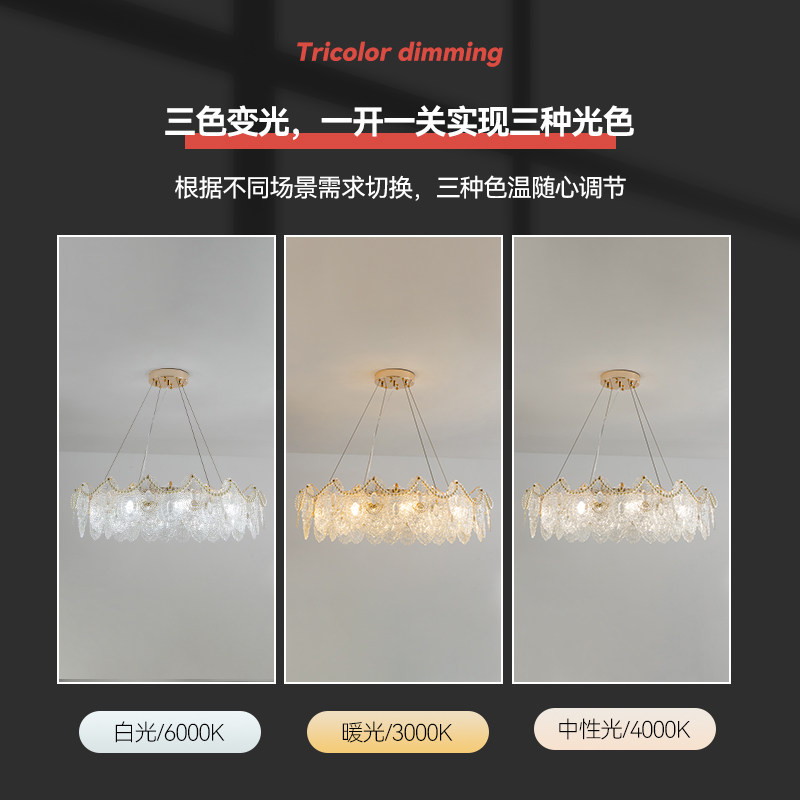 法式轻奢客厅餐厅吊灯圆环形贝壳水晶网红主卧房间简约灯具