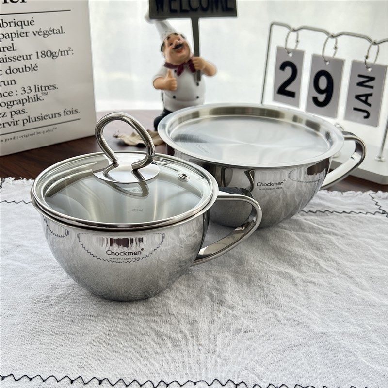 泡面碗不锈钢刻度早餐杯大肚杯量杯带手柄燕麦牛奶杯吃饭碗打蛋碗