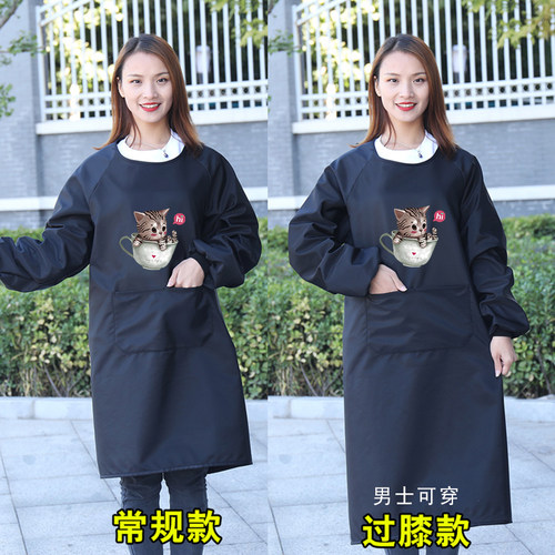加绒时尚防水围裙女家用做饭工作服反穿罩衣男士加大加厚罩衫定制