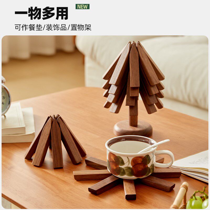隔热垫一棵树桌垫碗垫杯垫创意家用防烫餐垫实木茶托可爱桌面摆件