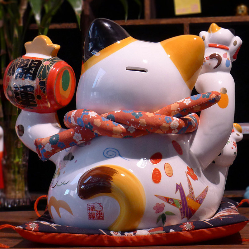 日式16寸超大 陶瓷 招财猫存钱罐 摆件开业礼品 摆设 特大发财猫