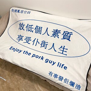 金毛玲出品放低个人素质粤语毛毯空调盖毯法兰绒办公室午睡毯
