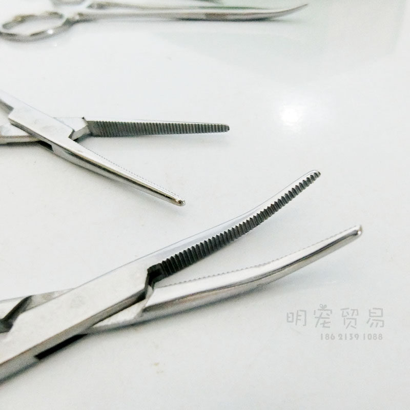 宠物狗狗猫店用拔毛钳止血钳子夹拔耳毛直弯头不锈钢12-14-16cm