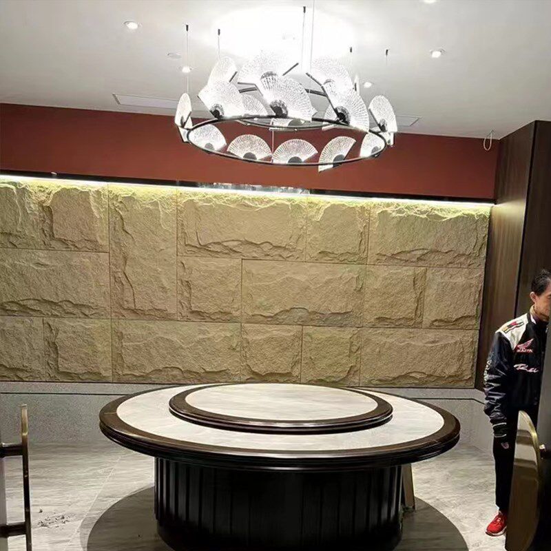 新中式宴会厅扇子吊灯两层设计师工程装饰会客厅包间餐厅包房用灯