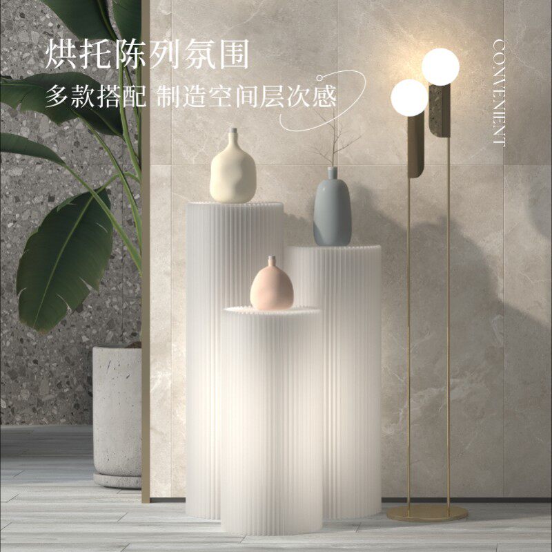 十八纸展示柜置物架手办展示货架柜摆件商用圆柱简约婚庆道具展架