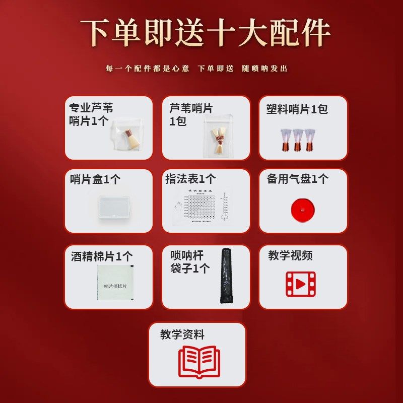 精品乌木全套唢呐乐器初学者D调演奏锁呐儿童大小号喇叭哨片包邮