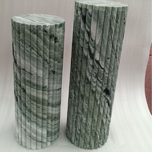 北欧风天然大理石圆柱墩子客厅玄关桌展示台雕塑花盆底座桌脚摆件