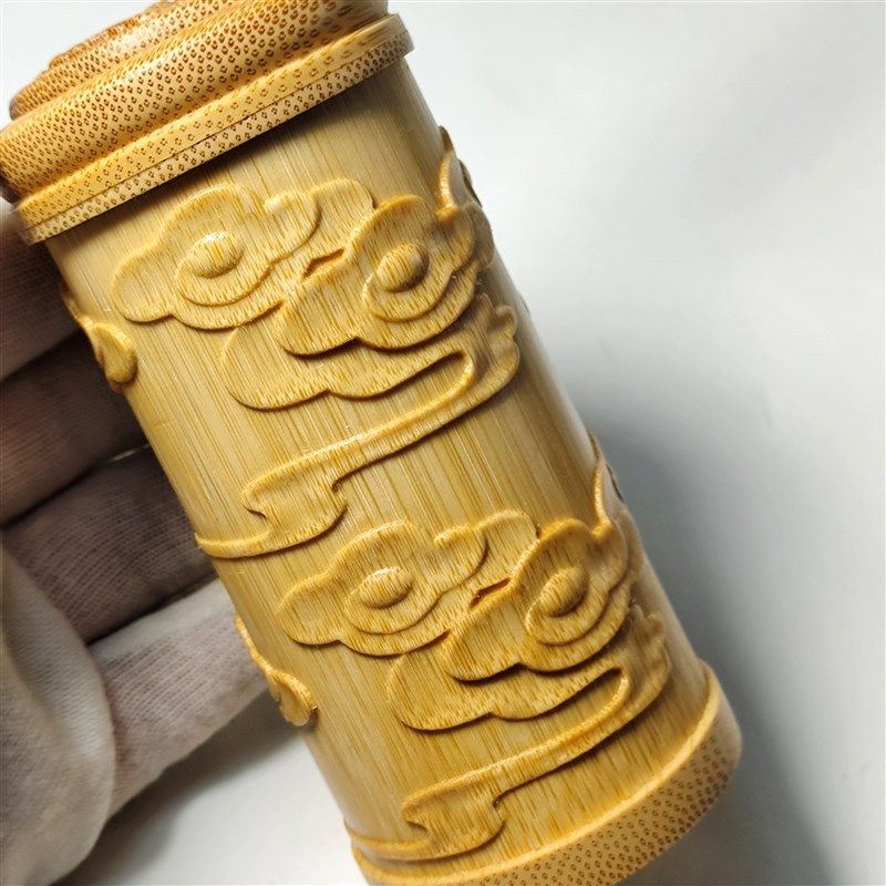 实心竹根雕刻蝈蝈竹蛉叫罐鸣虫盒万体虫具竹子竹蛉筒蛐蛐罐手把件