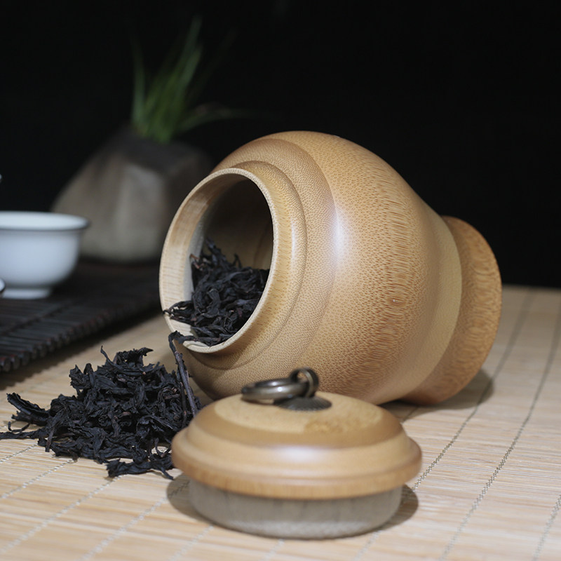 实木竹制茶叶罐手工醒茶筒茶叶盒密封罐高档拉环便携旅行茶桶礼盒