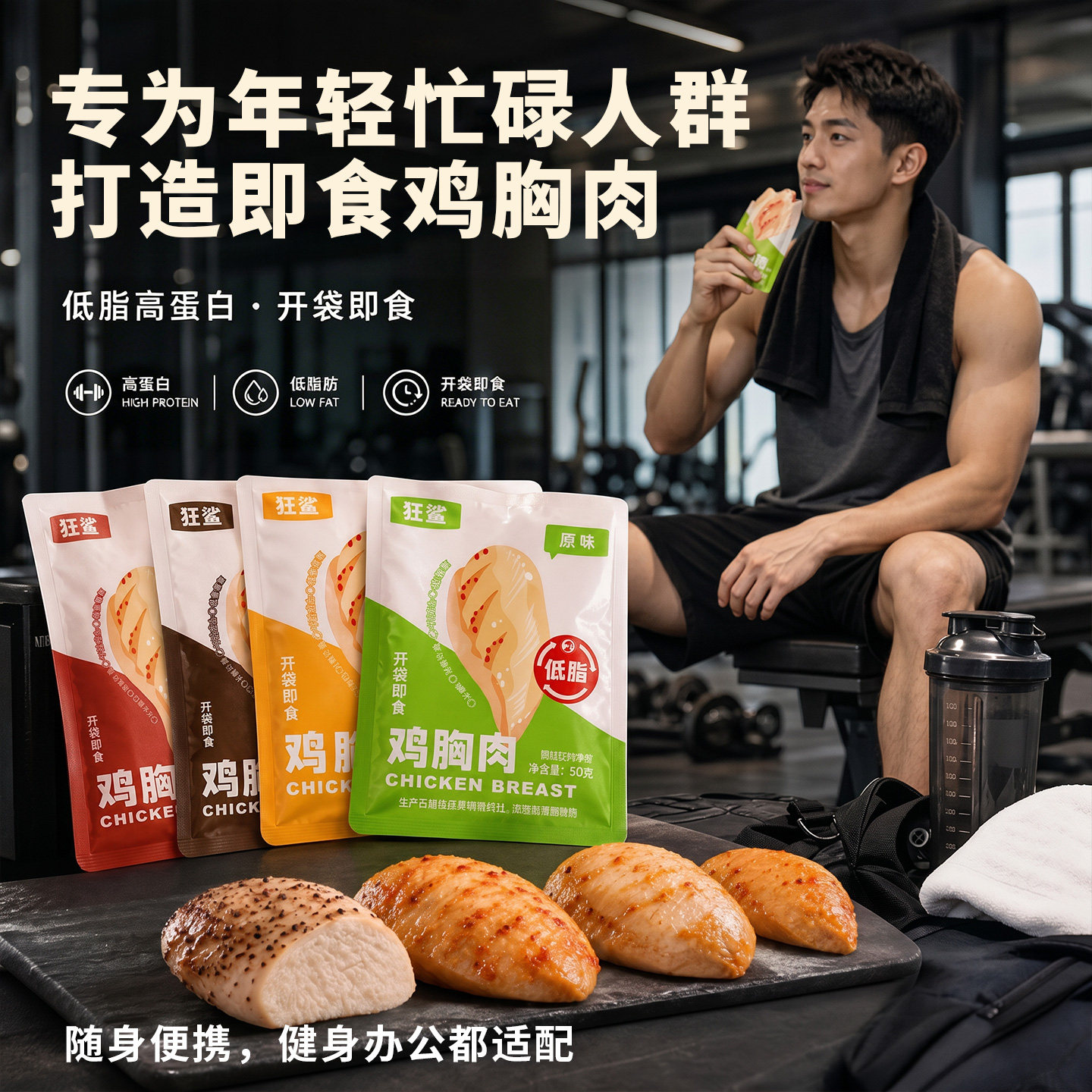 高蛋白鸡胸肉即食健身代餐饱腹低脂非减脂期肥餐卡轻主食熟零食品