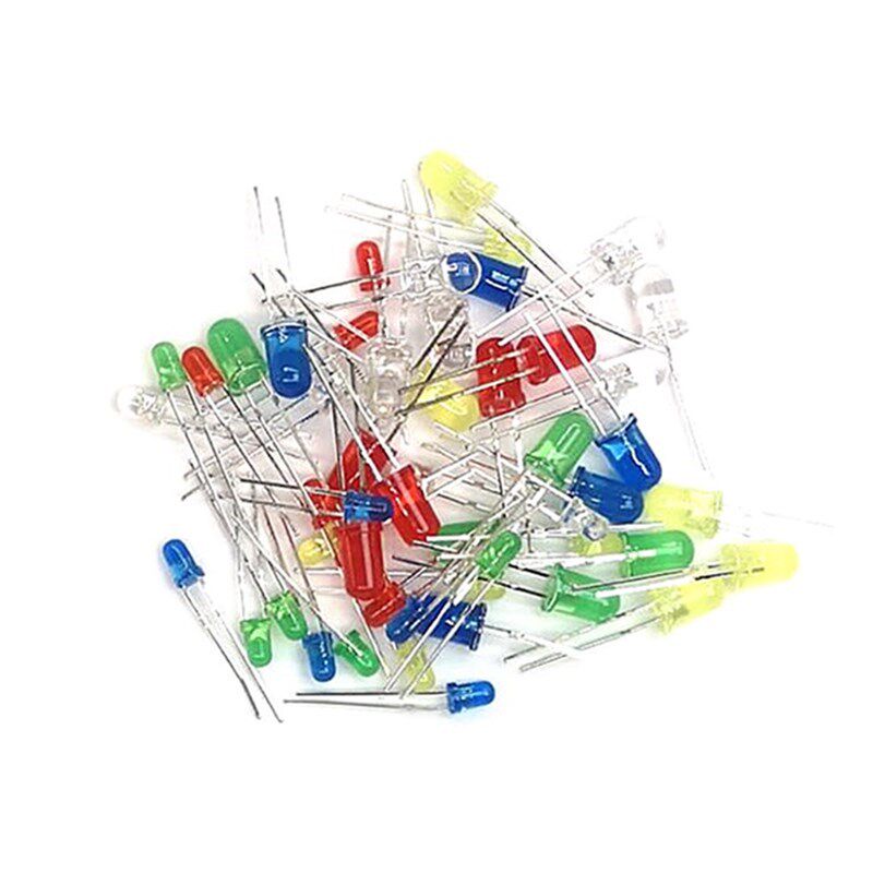 3mm 5mmLED小灯泡发光二极管F3F5红绿黄蓝白色直插灯珠元件包指示