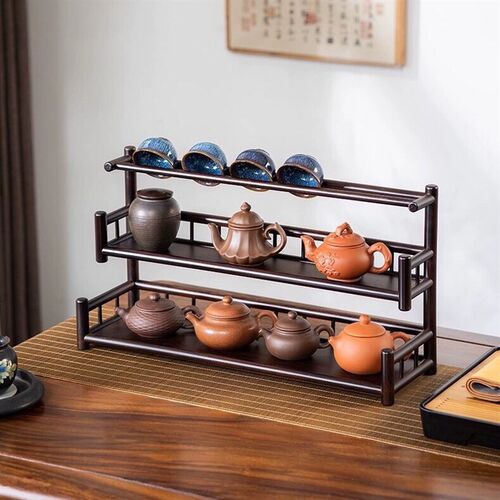 茶杯架子带沥水杯架中式小博古架桌面茶具茶壶摆放多层展示收纳架