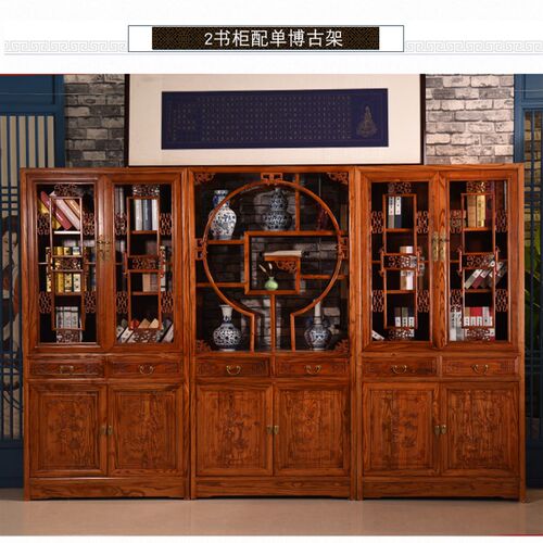 新款书柜书架文件柜全实木新中式办公室柜子置物架落地