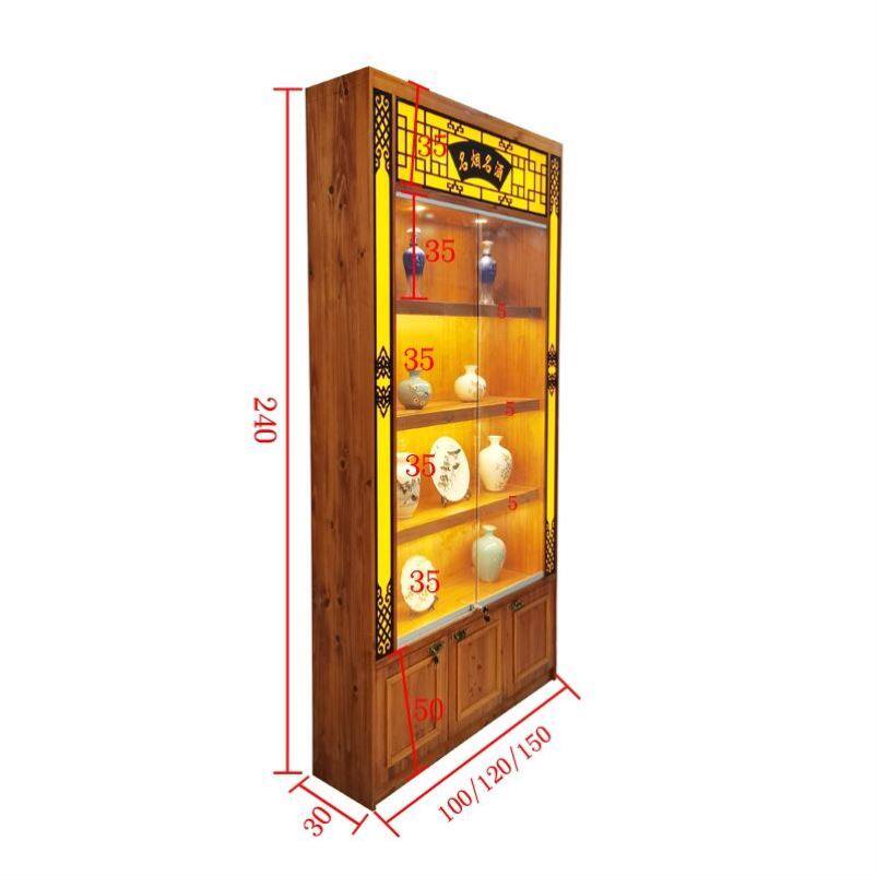 实木红酒柜烟柜台玻璃展示柜便利店烟酒柜参茸柜商用白酒展柜定制