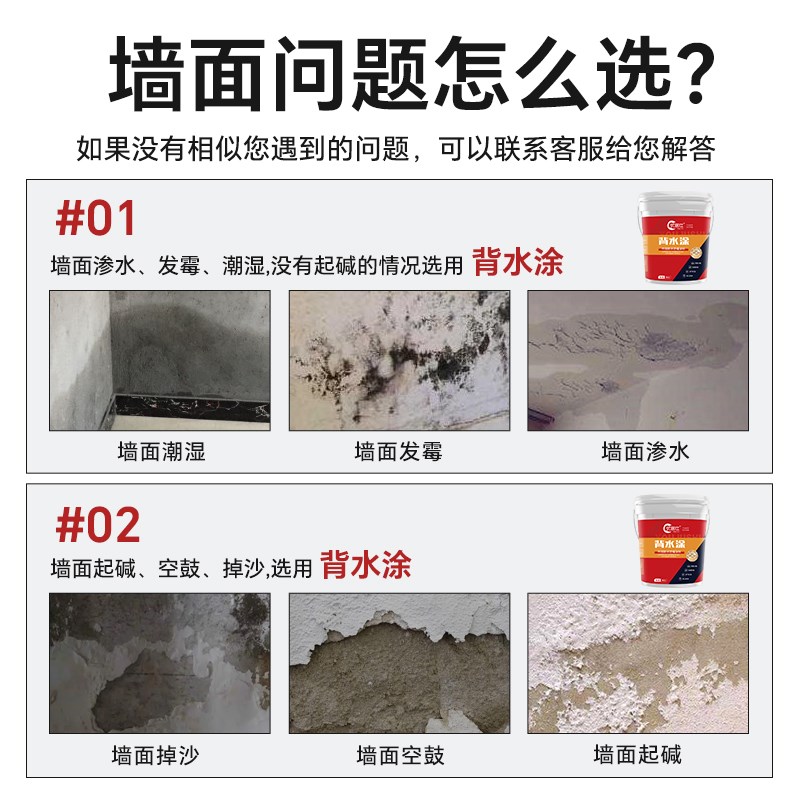 天花板内墙防水防霉涂料墙面返碱地下室背水面负压防潮防渗水材料