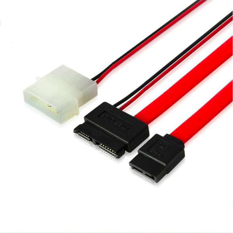 BDE 纯铜 笔记本光驱转台式机转接线 串口SATA7+6数据电源线40cm