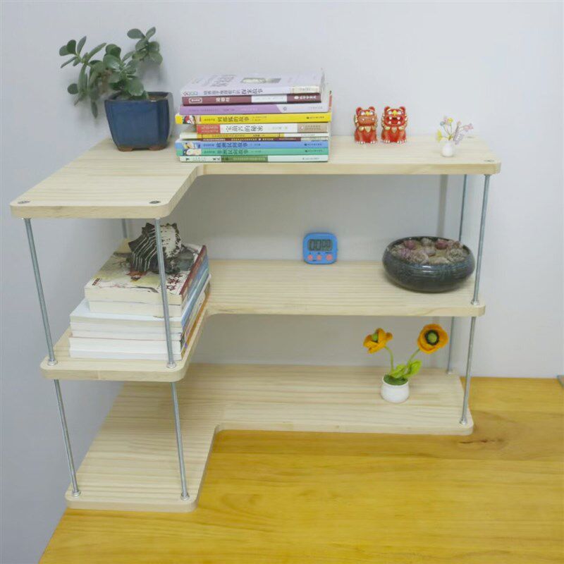 桌面书桌书架收纳置物架实木立式多层转角简易台面桌上办公架定制