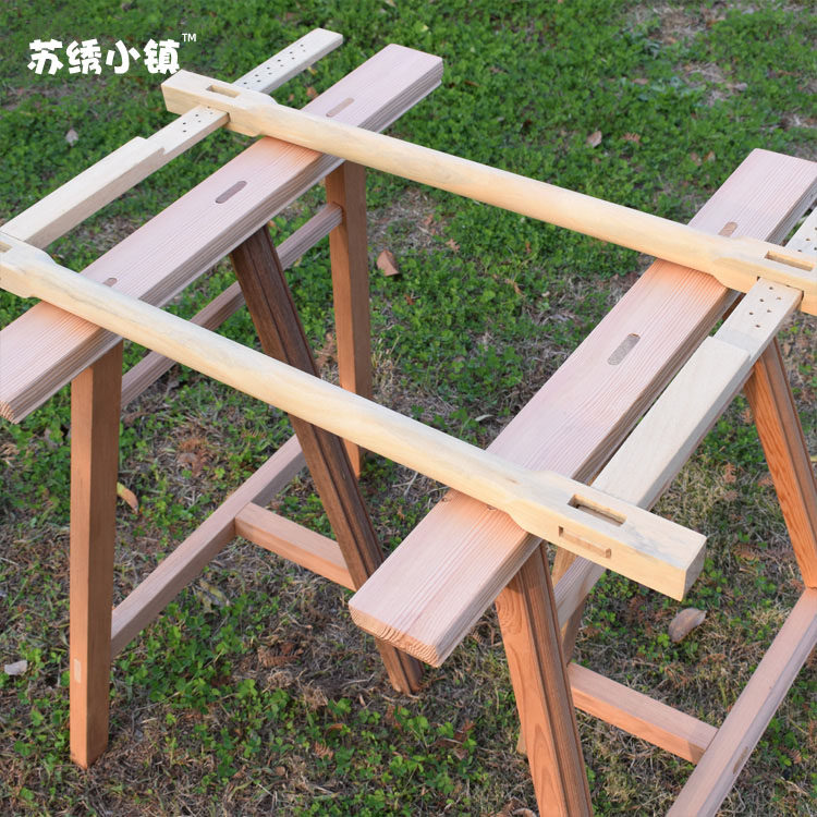 苏绣小镇苏绣DIY实木绣花绷架全套绣架三角凳三脚架送搁手板针插