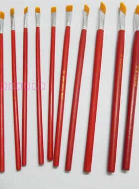 2-12号红色笔杆尼龙水粉笔 丙稀画笔 油画笔 毛笔平头尼龙 水彩笔