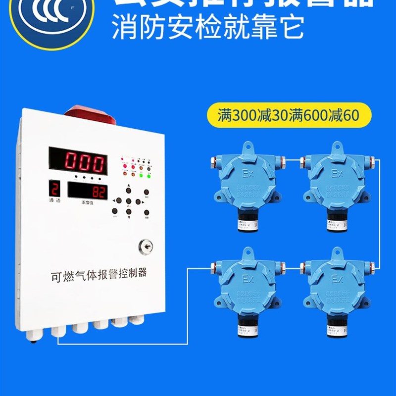 工业可燃天然气体探测报警器一二氧化碳浓度泄漏氧氢氨氯气检测仪