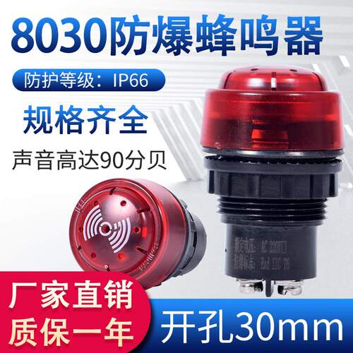 BD8050防爆蜂鸣器8030警报灯闪烁灯声光报警器220v24V信号警示灯