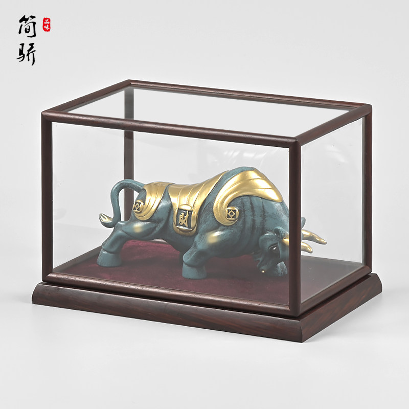 红酸枝圆杆平板宝笼玻璃罩实木摆件工艺品精品防尘罩子展示盒定制