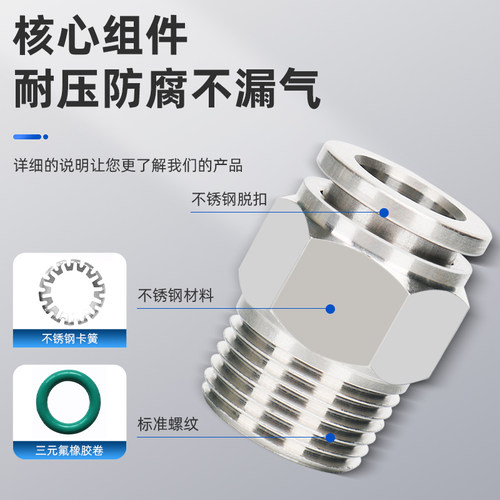 304不锈钢气动接头 PC PL PU PY PE PG快速快插