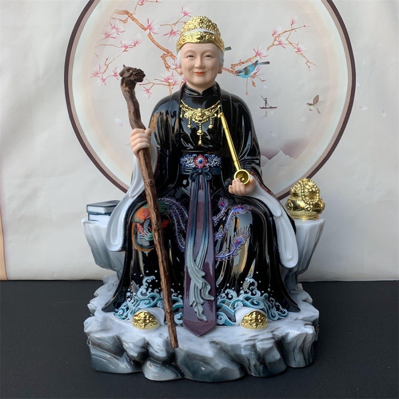 彩绘仿瓷黑老太太神像铁刹山黑妈妈黑奶奶像家用黑姥姥神像摆件