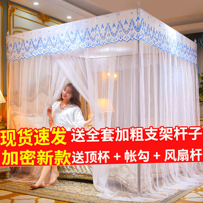 宫廷蚊帐2022加密新款家用卧室加密加厚老式落地纹账帐子带加粗支