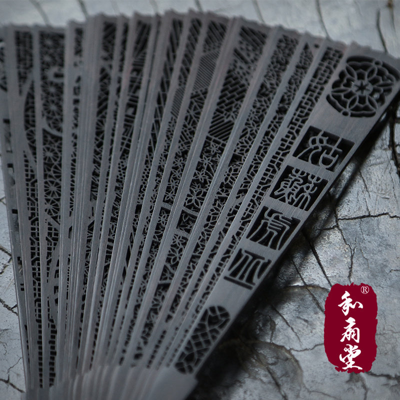 和扇堂7寸雕花黑檀乌木折扇送老外中国风礼品扇子檀香扇工艺扇
