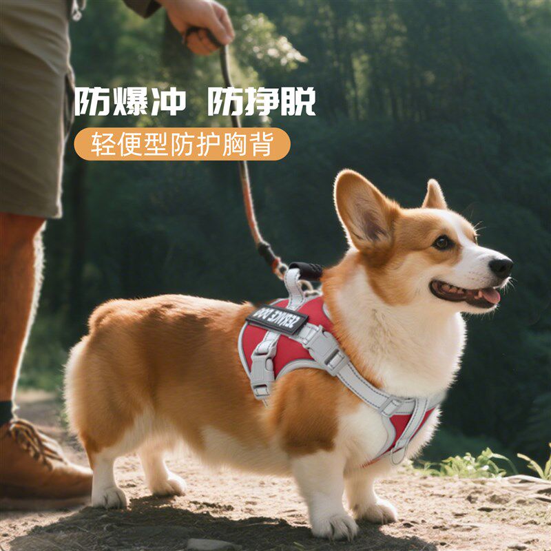 狗狗牵引绳宠物背心式胸背带柯基柴犬防爆冲专用中型犬外出遛狗绳