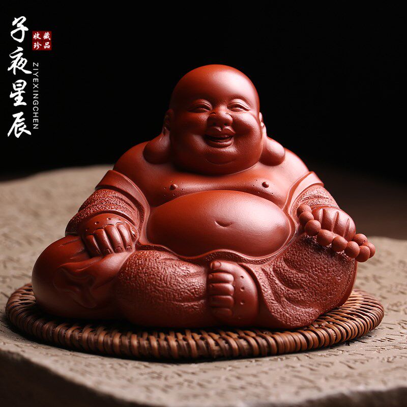 宜兴原矿紫砂茶宠摆件弥勒佛名家王庆生纯全手工禅意茶玩精品可养