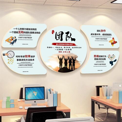 企业文化墙装饰公司进门形象背景墙贴办公会议室励志标语挂画定制