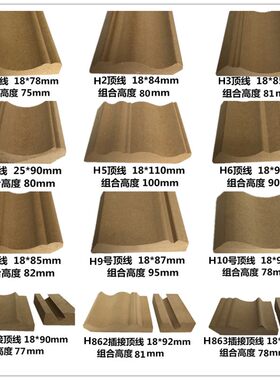 密度板顶角线吸塑免漆橱衣柜门压条生态木线片坯料装饰收边帽檐线
