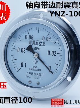 上海天川仪表厂YNZ-100ZT负压油压油压表轴向带边耐震真空压力表